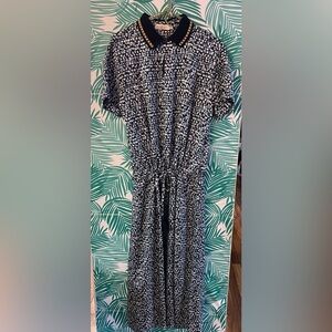 Tory Burch honey comb drop waist silk caftan dress